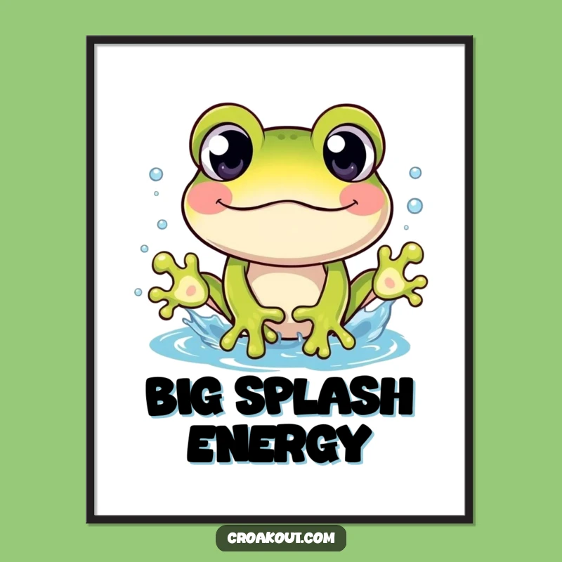 Funny Frog Splash Poster: Cheerful Character's Wet Art