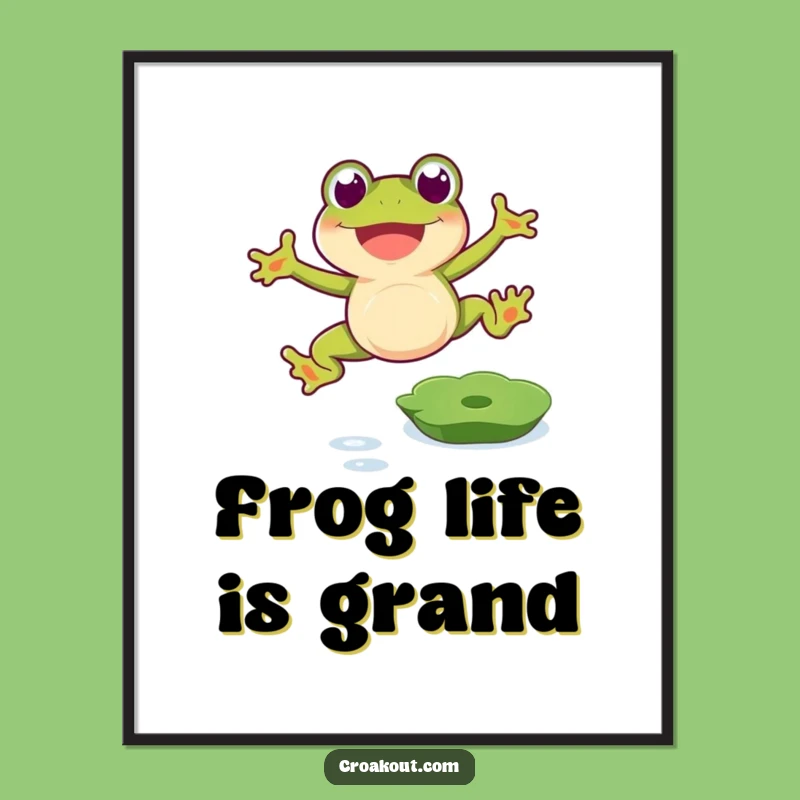 Funny Frog's Leap Poster: Bring Joyful Humor to Your Walls as a Gift