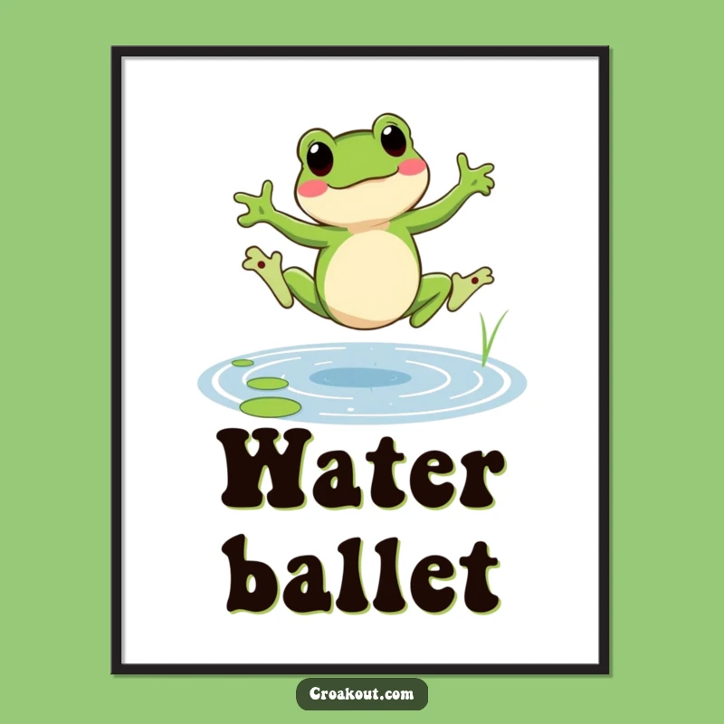 Funny Cartwheeling Frog Poster: Cheerful Amphibian Art for Lively Walls