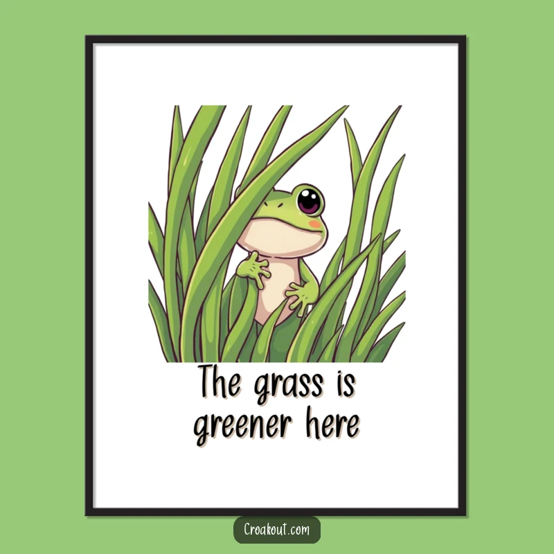 Funny Curious Frog Poster: Artistic Peeking Amphibian Wall Art, Hilarious Home Decor Gift