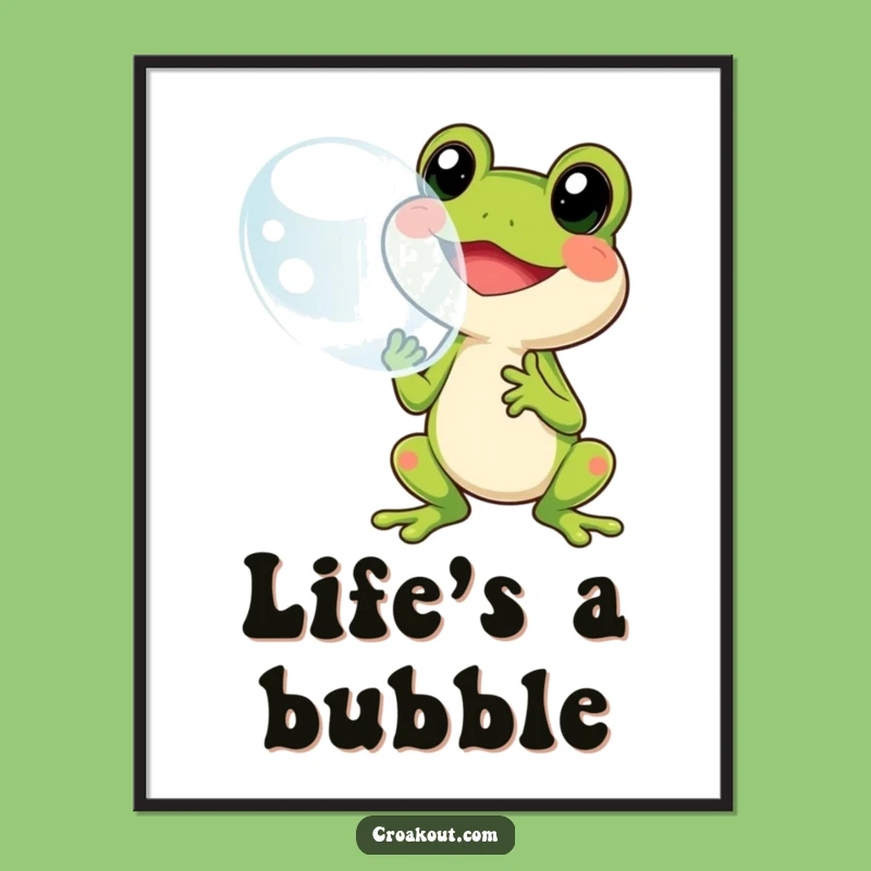 Funny Frog Bubble Poster: Cheerful Art, Giant Bubble Wonder, Perfect Funny Gift