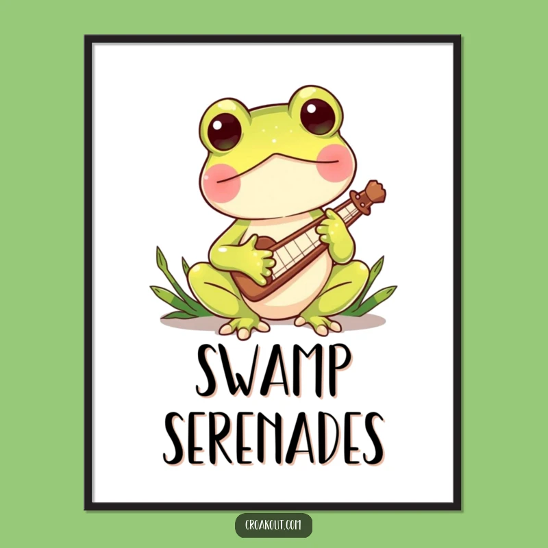 Funny Frog Music Poster - Charming Reed Player Art