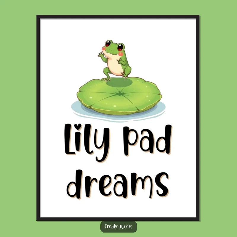 Funny Frog Poster: Tiny Leaper's Happy Lily Pad Art