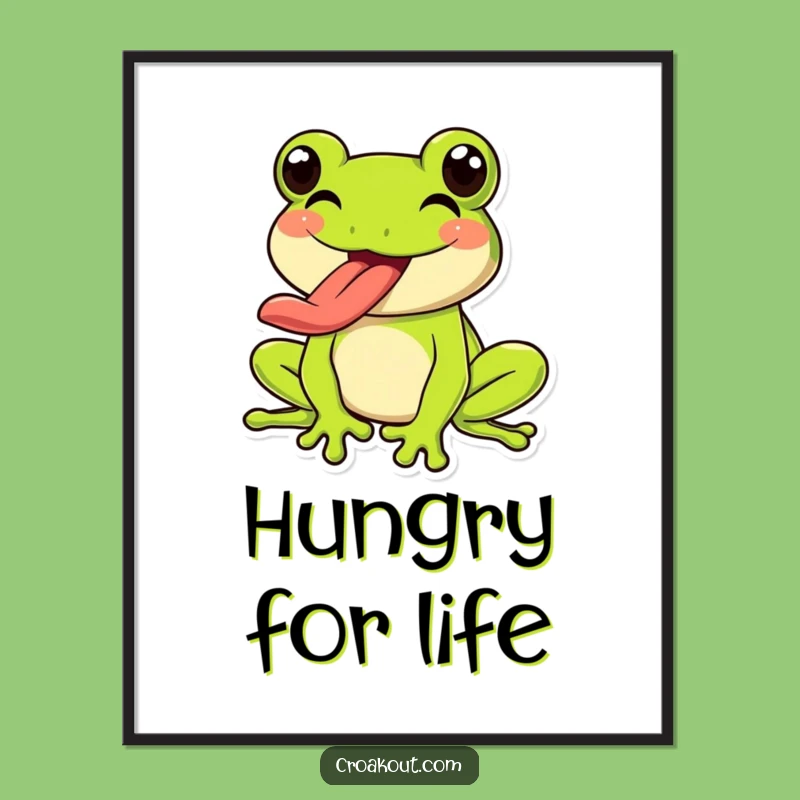 Funny Frog Tongue Poster: Happy Amphibian Art for Playful Wall Decor