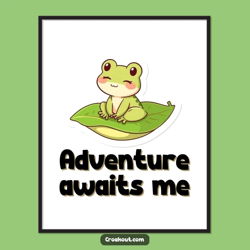 Funny Kawaii Frog Winking Poster - Whimsical Wall Art & Humorous Decor