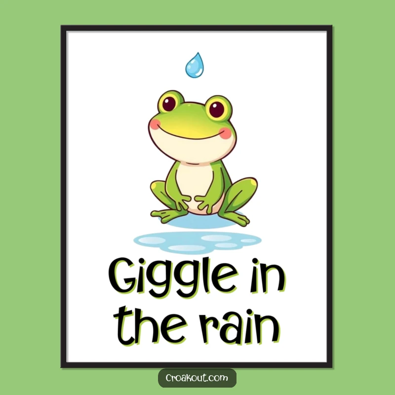 Funny Kawaii Frog Goofy Grin Poster - Whimsical Wall Art for Laughs