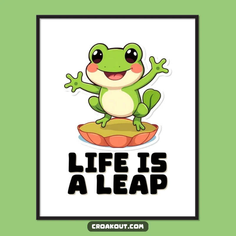 Funny Frog Leap Poster: Inspiring Amphibian Art, Perfect Funny Decor Gift