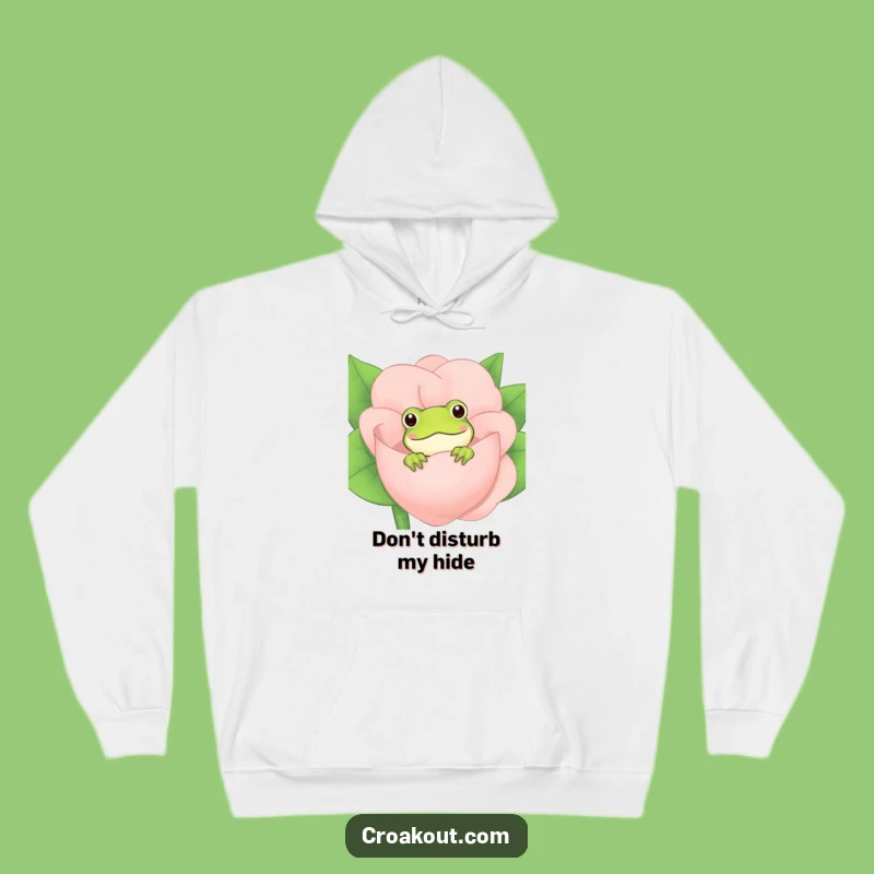 Cozy Funny Frog Flower Peek Hoodie: Snuggle Up with Cute Amphibian Humor, Perfect Funny Gift