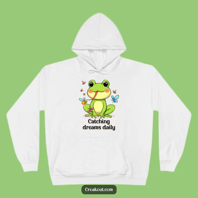 Funny Frog Catching Bugs Hoodie: Cozy & Hilarious Amphibian Apparel