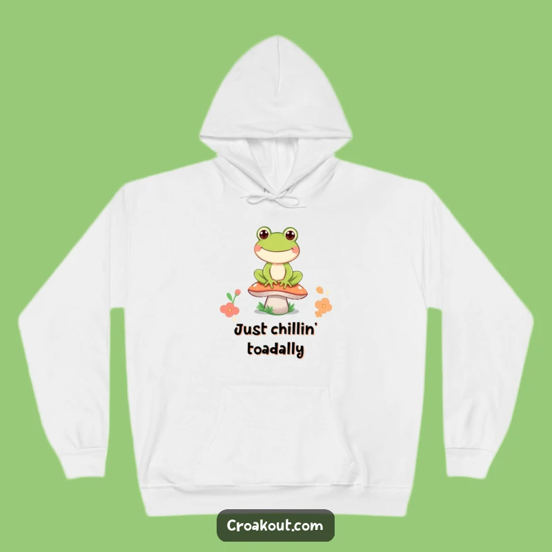 Funny Frog Mushroom Grin Hoodie: Cozy and Hilarious Cartoon Frog Apparel