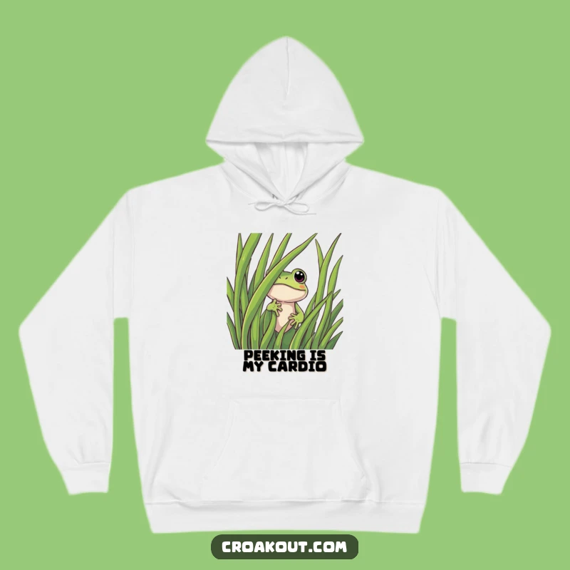 Funny Curious Frog Hoodie: Cozy Peeking Amphibian Apparel, Warm & Hilarious Gift