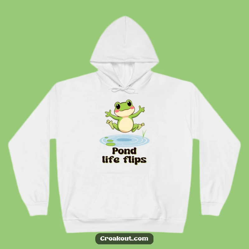 Funny Cartwheeling Frog Hoodie: Cozy Cheerful Amphibian Wear for Comfort
