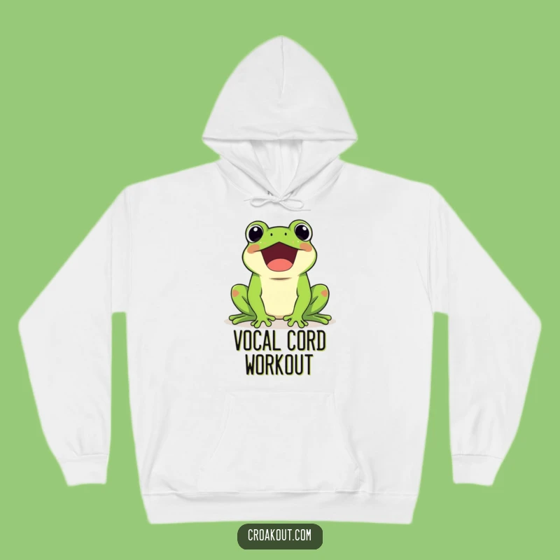 Funny Kawaii Frog Croaking Loudly Hoodie - Cozy & Cheerful Amphibian Wear