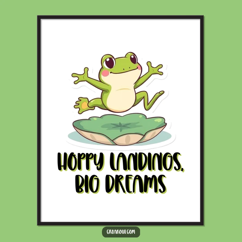Free Printable Wall Art: Energetic Frog Leap - Funny Downloadable Gift