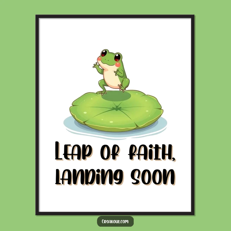 Free Printable Wall Art: Frog On Lily Pad, Funny Pond Scene, Downloadable Nature Decor