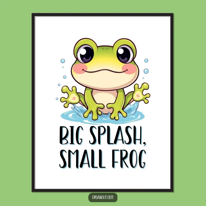 Free Printable Wall Art: Frog Splash Fun, Wide Eyes, Downloadable Whimsical Decor