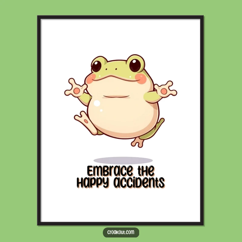 Funny Free Printable Wall Art: Clumsy Frog Jump, Whimsical Downloadable Decor for a Laugh