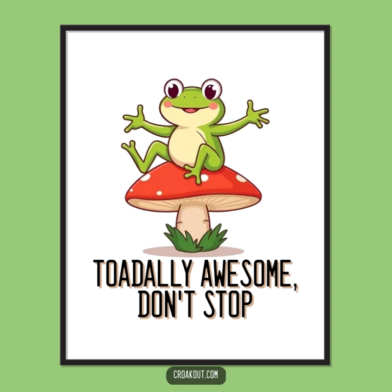 Funny Free Printable Wall Art: Frog Dancing Mushroom Decor