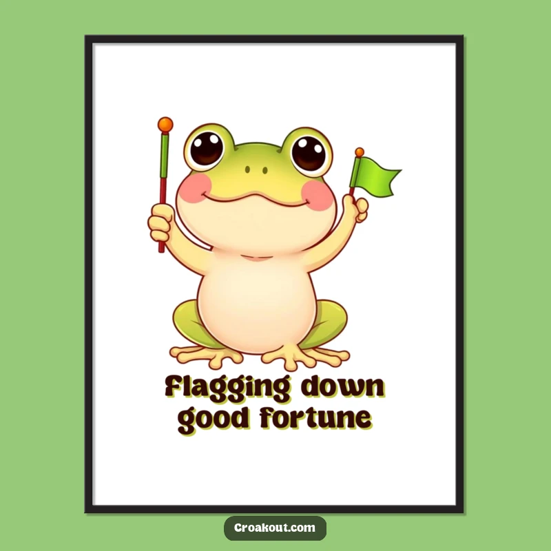 Funny Free Printable Wall Art: Waving Frog, Cheerful Downloadable Art Gift!