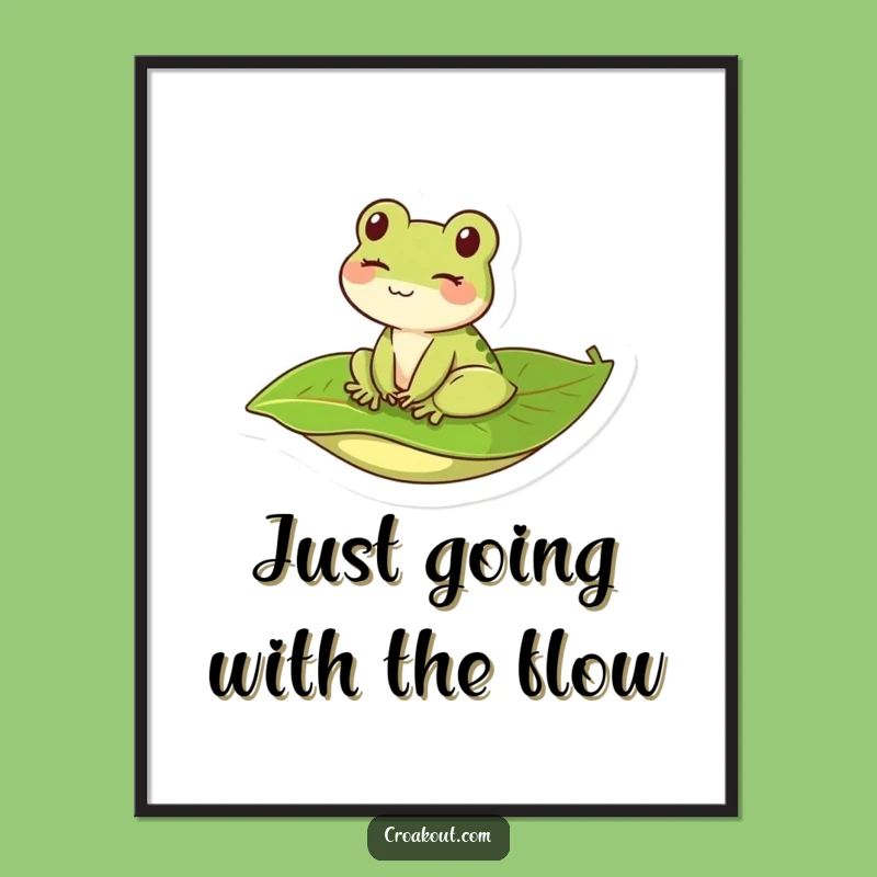 Free Printable Wall Art: Winking Frog on Leaf - Funny Kawaii Downloadable Art