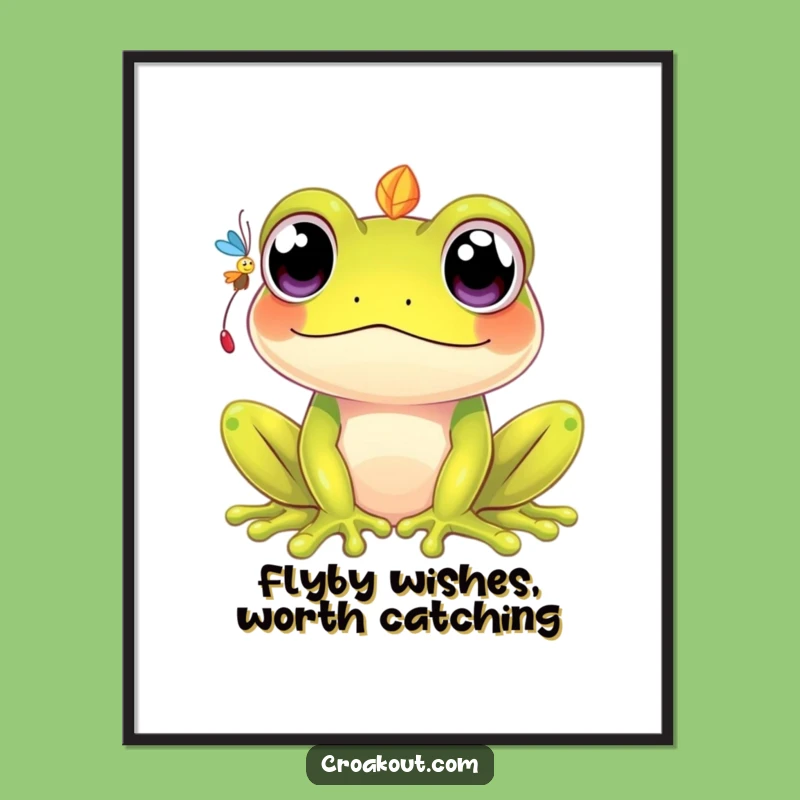 Kawaii Frog Fly Chase Free Printable Wall Art: Cute Downloadable Art for Whimsical Spaces