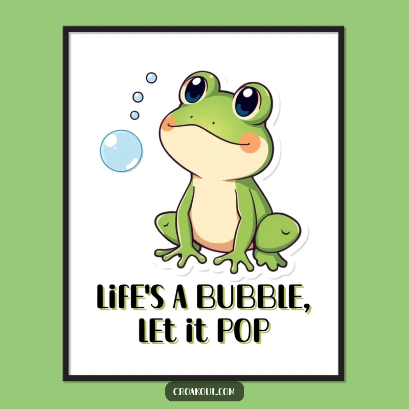 Funny Free Printable Wall Art: Frog Shocked Bubble Pop Decor