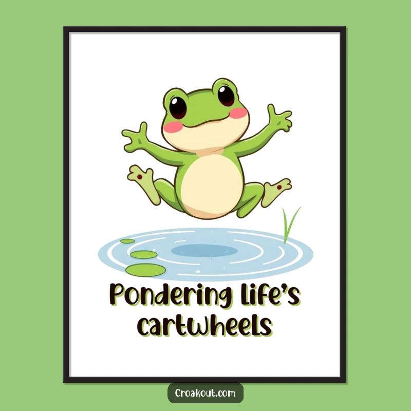 Free Printable Wall Art: Frog Cartwheel - Funny Downloadable Gift