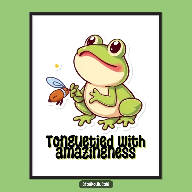 Free Printable Wall Art: Frog Catches Fly - Funny Downloadable Gift