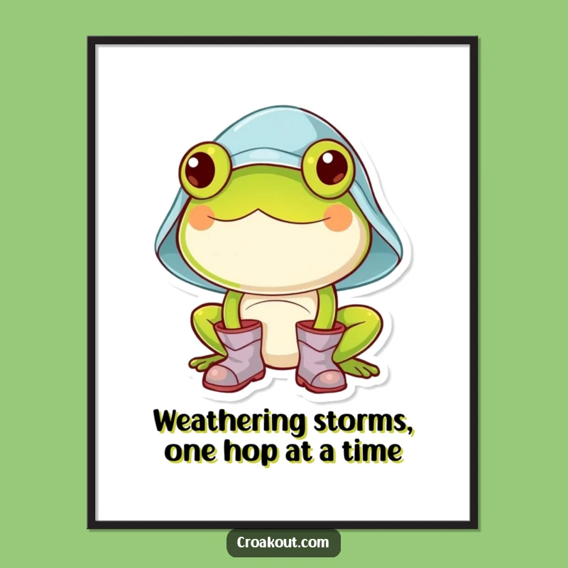 Funny Frog Wall Art: Free Printable Downloadable Art with Rain Hat for Humorous Home Decor