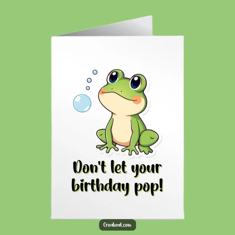 Free Printable Birthday Card: Frog Shocked Bubble Pop Funny Gift