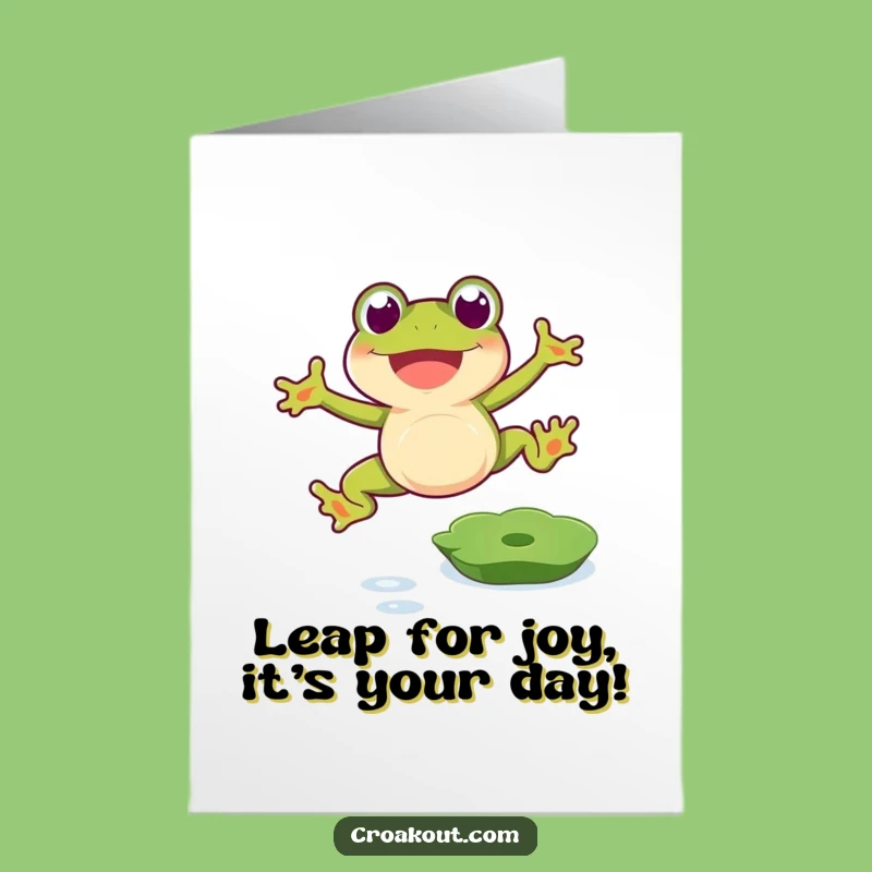 Free Printable Birthday Card: Happy Frog Jumping, Funny Downloadable Gift for Him or Her