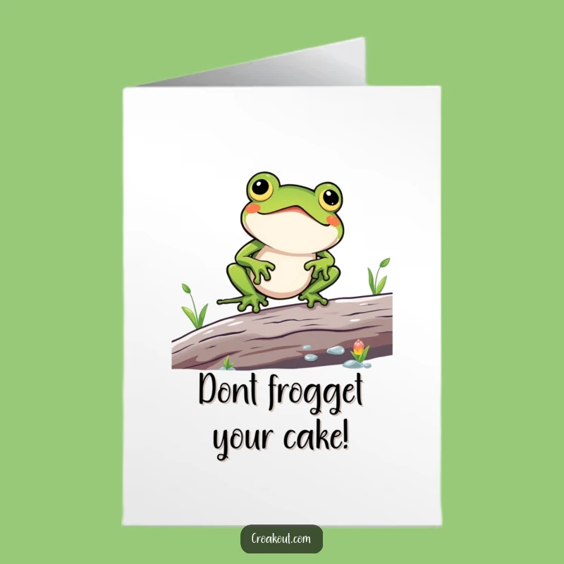 Funny Birthday Card: Kawaii Frog Log Balance Fail - Free Printable!