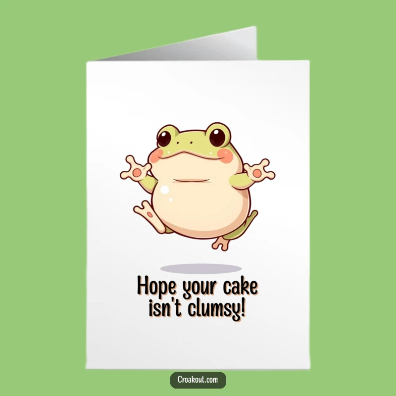 Funny Free Printable Birthday Card: Clumsy Frog Jump, Hilarious Downloadable Gift for Friends