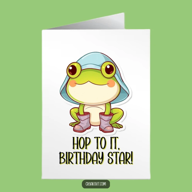 Funny Frog Birthday Card: Free Printable Cheerful Rain Hat Design for a Jolly Downloadable Gift
