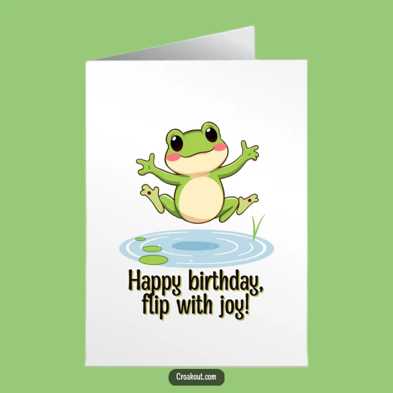 Free Printable Bday Card: Frog Cartwheel - Funny Downloadable Gift