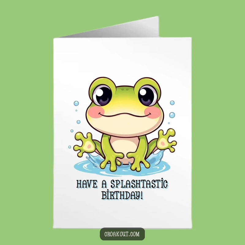 Free Printable Birthday Card: Frog Splash Fun, Wide Eyes, Hilarious Downloadable Gift