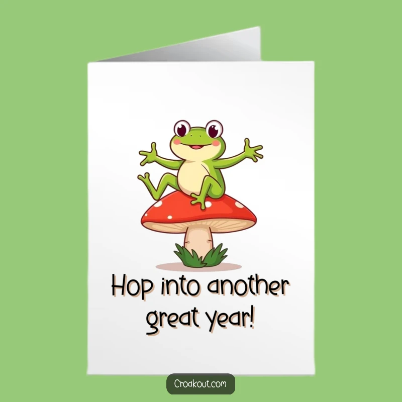 Free Printable Bday Card: Frog Dancing Funny Mushroom Download Gift