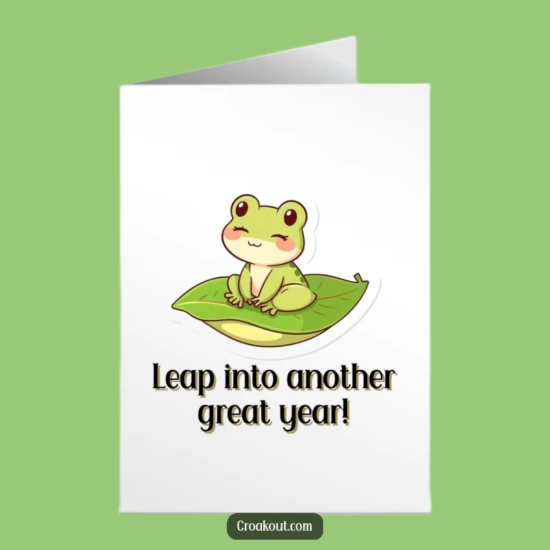 Free Printable Funny Birthday Card: Winking Frog on Leaf Delight - Downloadable Gift