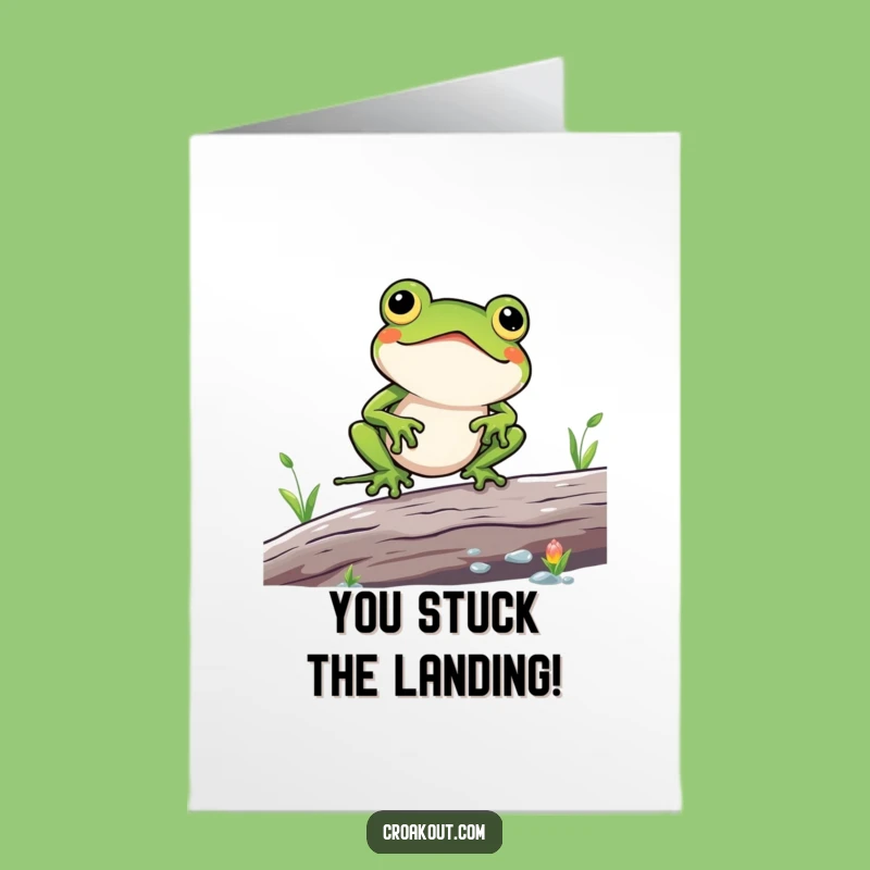 Congrats Card: Free Printable Kawaii Frog Log Wobble - Funny Download!