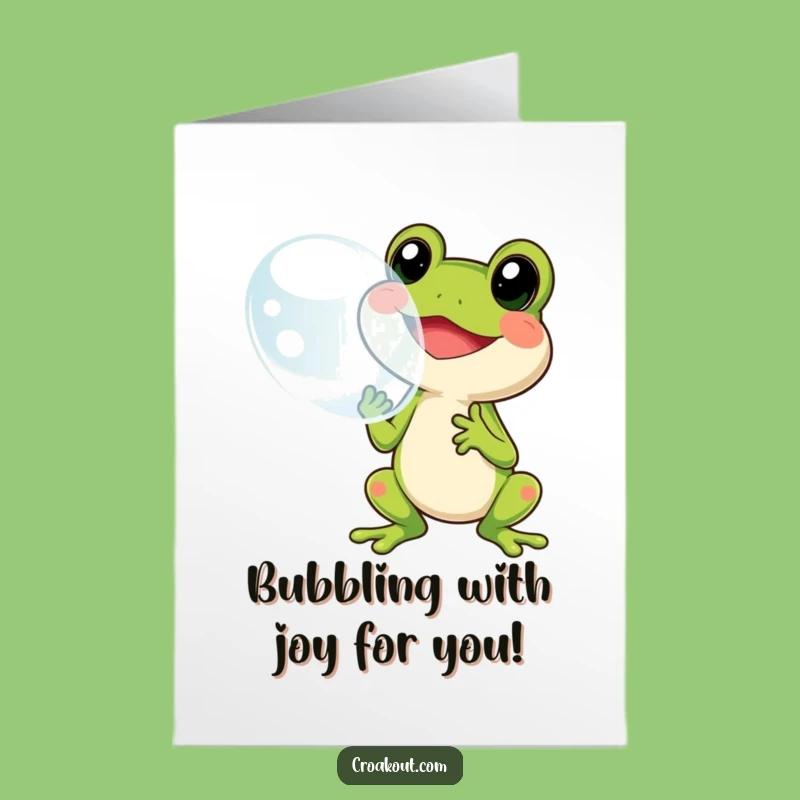 Free Printable Congrats Card: Frog Bubble Blow, Funny Downloadable Gift for Big Achievements