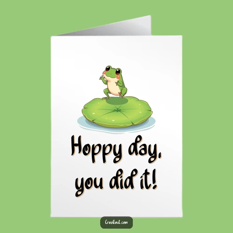 Free Printable Congrats Card: Frog On Lily Pad, Funny Success, Hilarious Downloadable Gift