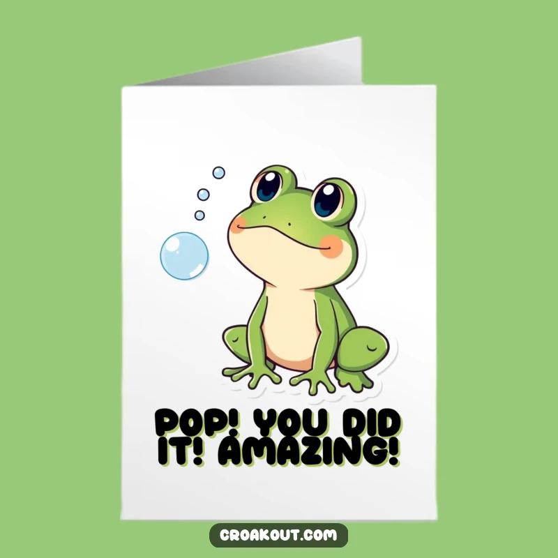 Free Printable Congrats Card: Frog Shocked Bubble Pop Funny