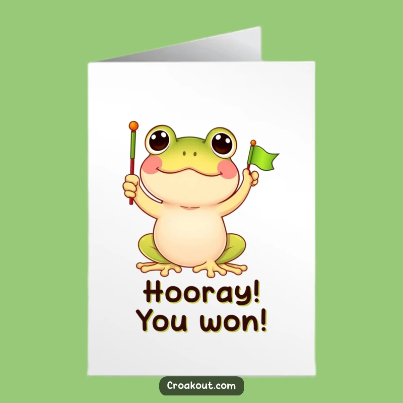Free Printable Congrats Card: Waving Frog, Joyful Downloadable Gift!