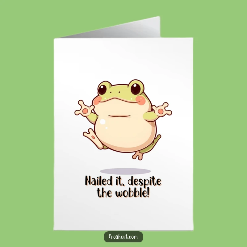 Free Printable Congrats Card: Clumsy Frog Jump, Funny Downloadable Gift for Any Occasion