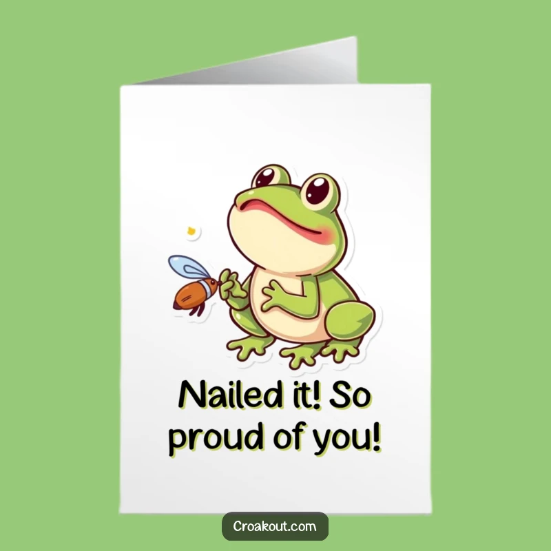 Free Printable Congrats Card: Frog Catches Fly - Funny Downloadable Gift