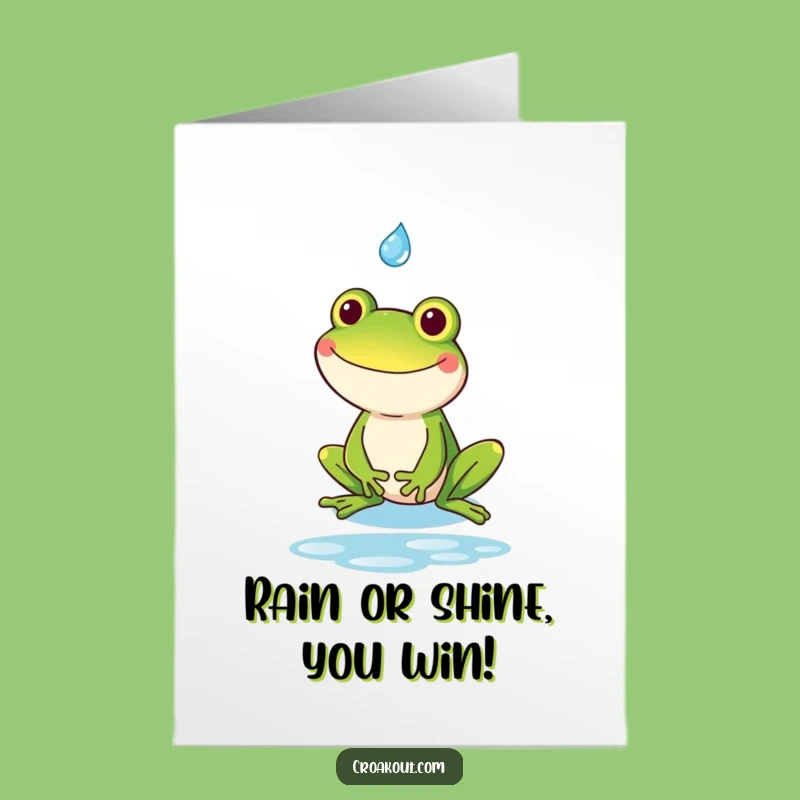 Free Printable Congrats Card: Goofy Frog & Raindrop - Print at Home Humor