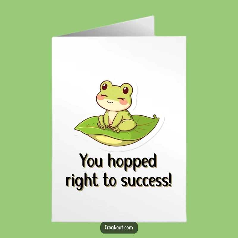 Free Printable Congrats Card: Winking Kawaii Frog - Easy Print at Home Gift