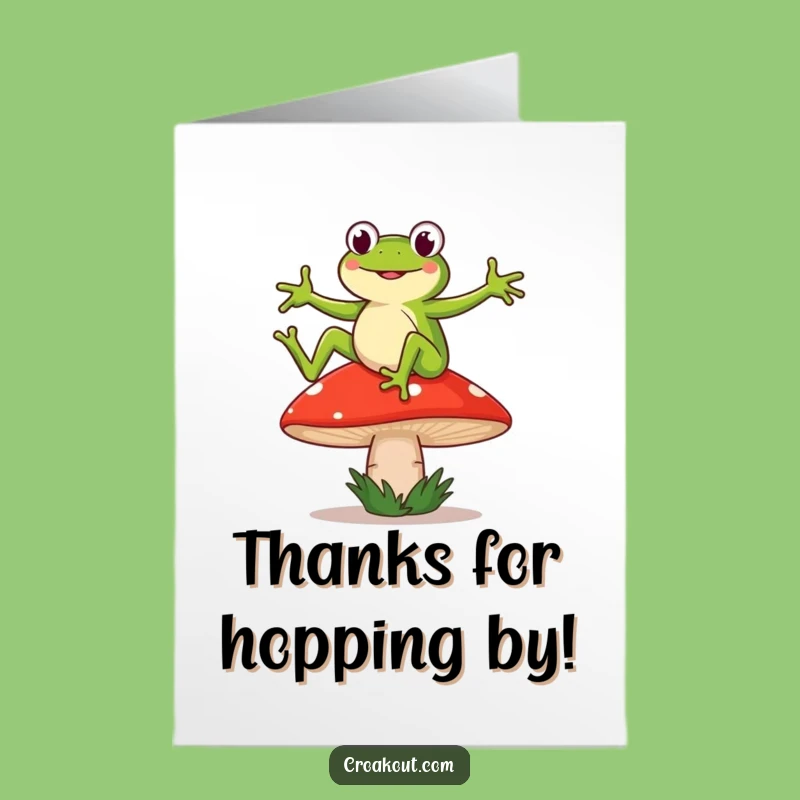Free Printable Thank You Card: Frog Dancing Funny Mushroom Gift