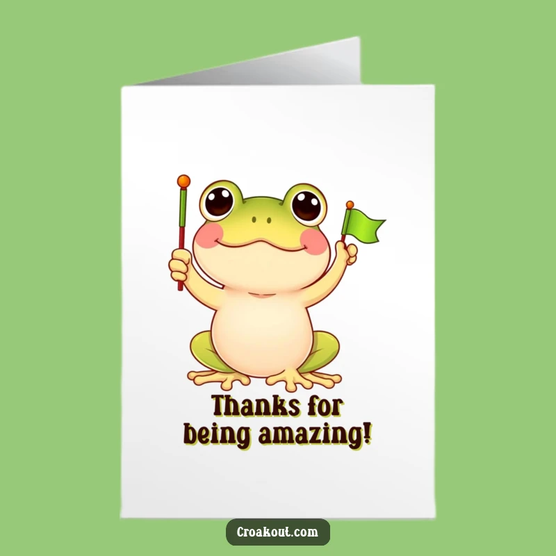 Free Printable Thank You Card: Waving Frog Flag, Funny Downloadable Gift!