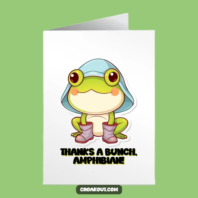 Free Printable Frog Thank You Card: Comical Rain Gear for a Humorous Downloadable Gift